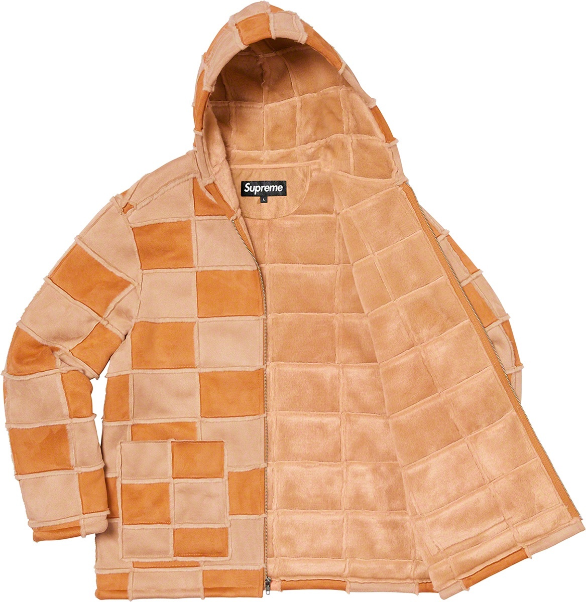 Faux Suede Patchwork Hooded Jacket view 12
